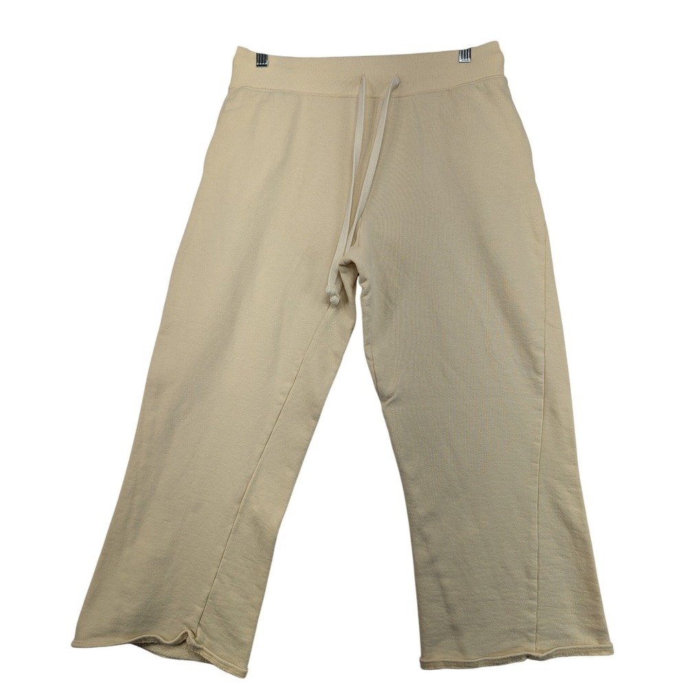 Easy Standard Beige Sweatpants Lounge Pants‎ Wide Leg Drawstring Size L